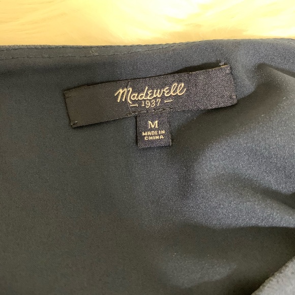 Madewell Silk Sheer-Stripe Cami Dress Navy Size M - Picture 4 of 8